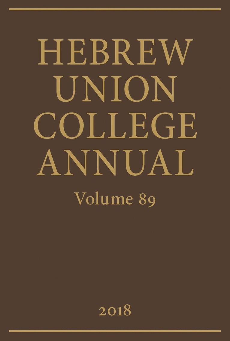 Hebrew Union College Annual Volume 89