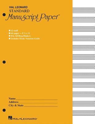 bokomslag Standard Manuscript Paper Yellow Cover 12 Staves Per Page Hal Leonard Music Notation Guide for Composers and Students