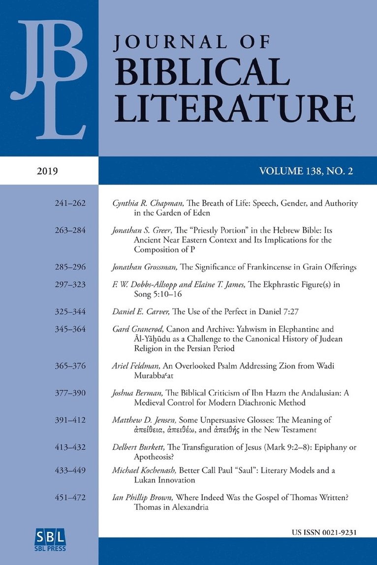 Journal of Biblical Literature 138.2 (2019) 1