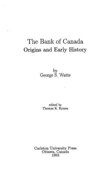 bokomslag Bank of Canada/La Banque Du Canada