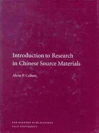 bokomslag Introduction to Research in Chinese Source Materials