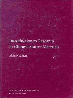 Introduction to Research in Chinese Source Materials 1