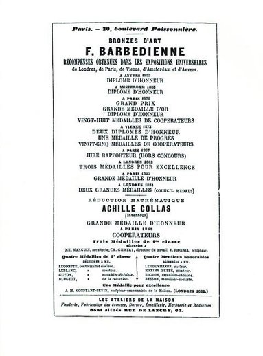 bokomslag 1886 Catalog of the French Bronze Foundry of F. Barbedienne of Paris