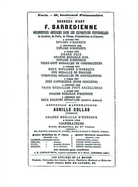 1886 Catalog of the French Bronze Foundry of F. Barbedienne of Paris 1