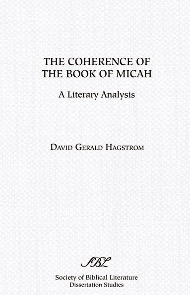 bokomslag The Coherence of the Book of Micah