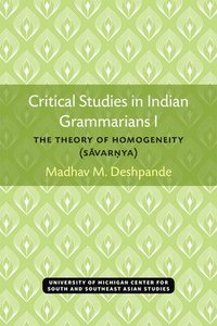 bokomslag Critical Studies in Indian Grammarians I