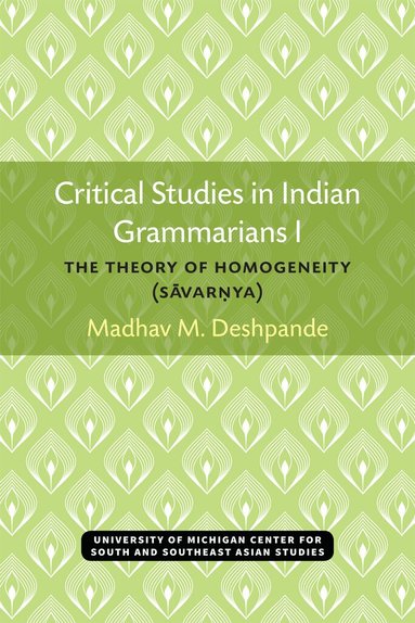 Madhav Deshpande - Critical Studies in Indian Grammarians I, Häftad