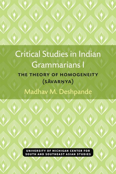 bokomslag Critical Studies in Indian Grammarians I