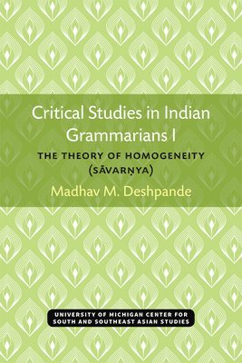 Critical Studies in Indian Grammarians 1