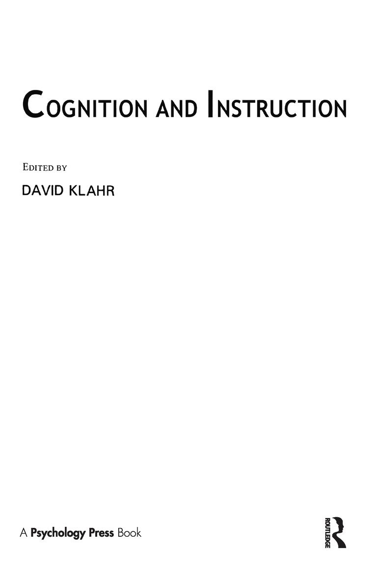 David Klahr - Cognition and Instruction, Inbunden