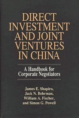 bokomslag Direct Investment and Joint Ventures in China