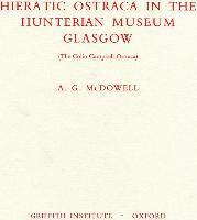 Hieratic Ostraca in the Hunterian Museum Glasgow