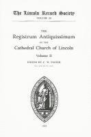 bokomslag Registrum Antiquissimum of the Cathedral Church of Lincoln [2]