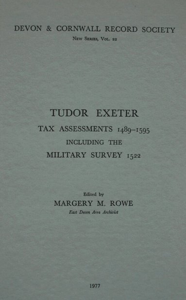 Margery M. Rowe - Tudor Exeter, Häftad