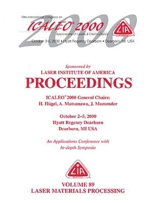 Laser Materials Processing , ICALEO 2000 Proceedings, Volume 89 1