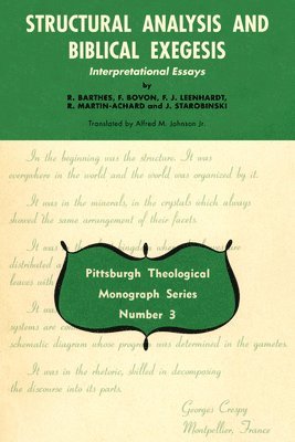 R. Barthes, Francois Bovon - Structural Analysis and Biblical Exegesis, Häftad
