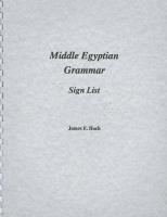 Middle Egyptian Grammar 1