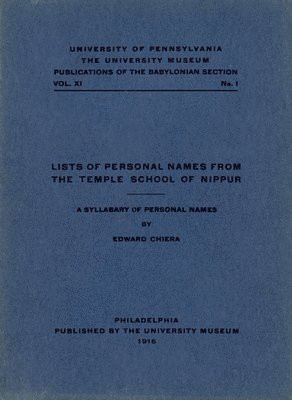 bokomslag Lists of Personal Names from the Temple School o  A Syllabary of Personal Names