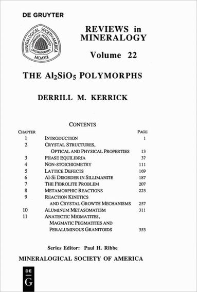Derrill M. Kerrick - Al2SiO5 Polymorphs, Häftad