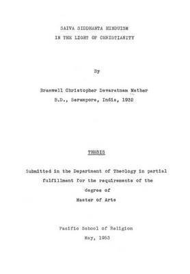 Saiva Siddhanta Hinduism In The Light of Christianity