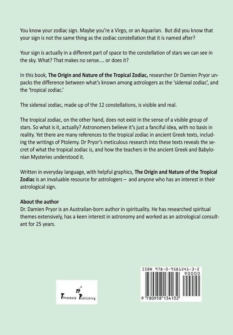 Damien Pryor - The Origin & Nature of the Tropical Zodiac, Häftad