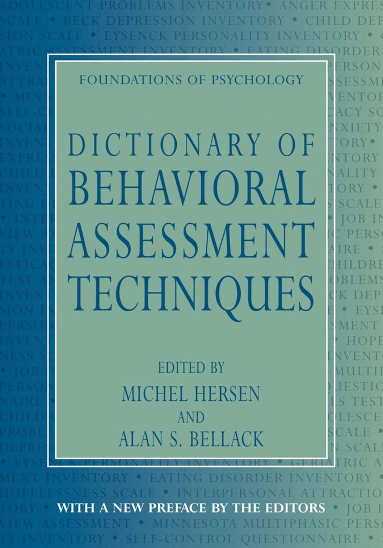 Michel Hersen, Alan S. Bellack - Dictionary of Behavioral Assessment Techniques, Häftad