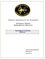 Radio Amateurs of Canada Amateur Radio Emergency Service Operations Training Manual 1