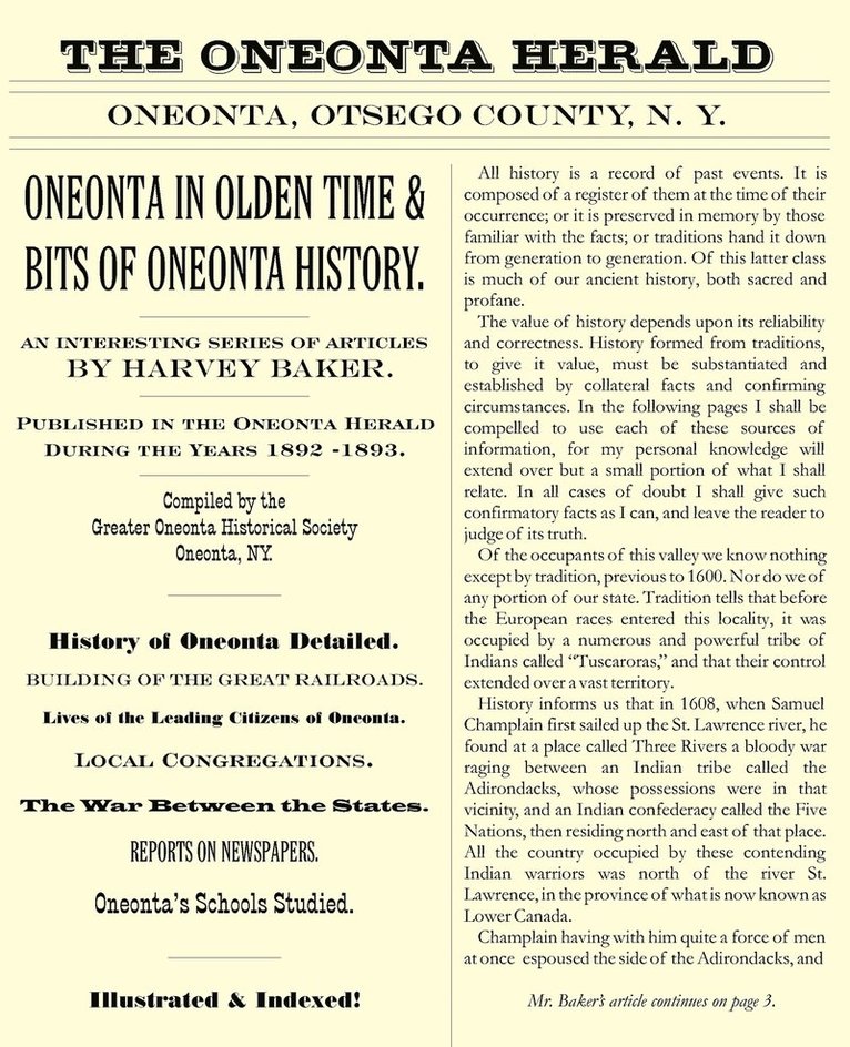 Oneonta in Olden Time & Bits of Oneonta History 1