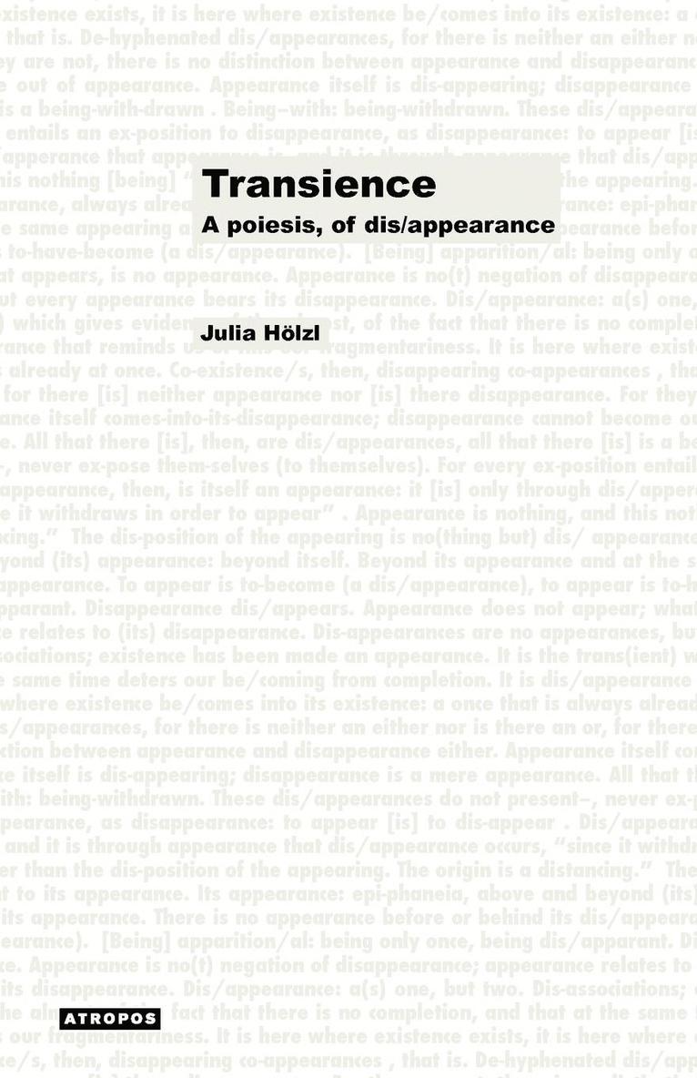 Julia Holzl, Wolfgang Schirmacher - Transience, Häftad