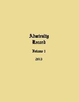Admiralty Record: Volume 1 (2013) 1