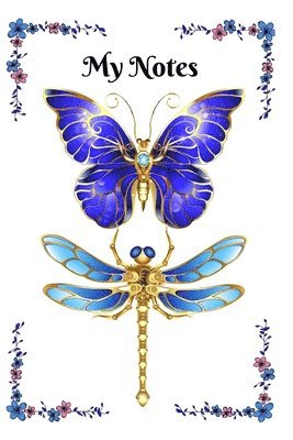 bokomslag Blue and Gold Butterfly and Dragonfly Notebook