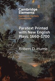 bokomslag Paratext Printed with New English Plays, 1660-1700