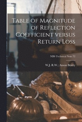 Table of Magnitude of Reflection Coefficient Versus Return Loss; NBS Technical Note 72 1