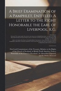 bokomslag A Brief Examination of a Pamphlet, Entitled, A Letter to the Right Honorable the Earl of Liverpool, K.G.