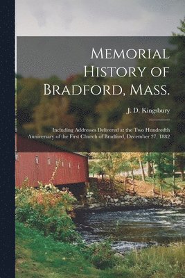 bokomslag Memorial History of Bradford, Mass.