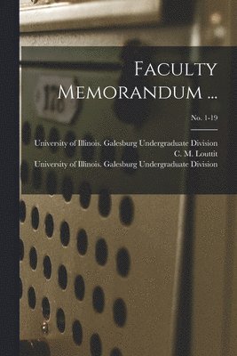 bokomslag Faculty Memorandum ...; No. 1-19