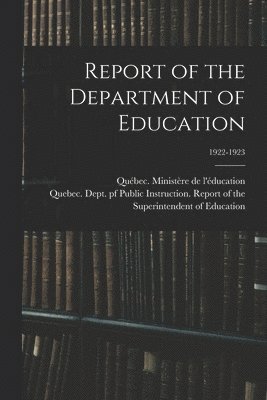 Report of the Department of Education; 1922-1923 1