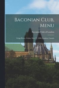 bokomslag Baconian Club, Menu [microform]