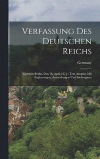 bokomslag Verfassung Des Deutschen Reichs