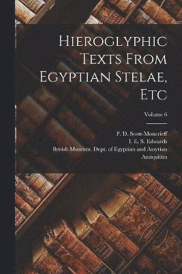 P D Scott-Moncrieff, I E S 1909-1996 Edwards, P. D. Scott-Moncrieff, P D. Scott-Moncrieff, I. E. S. Edwards, British Museum Dept of Egyptian and - Hieroglyphic Texts From Egyptian Stelae, Etc; Volume 6, Häftad
