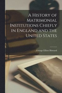 bokomslag History of Matrimonial Institutions Chiefly in England and the United States