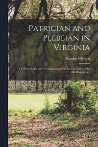 bokomslag Patrician and Plebeian in Virginia; or, The Origin and Development of the Social Classes of the Old Dominion ..