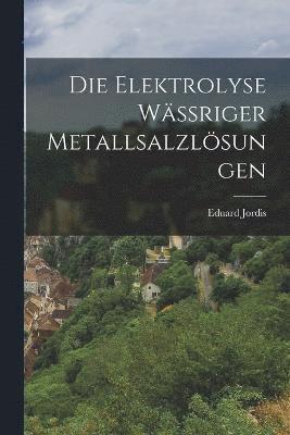 bokomslag Die Elektrolyse Wssriger Metallsalzlsungen