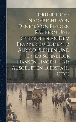 Anonymous - Gründliche Nachricht Von Denen, Von Einigen Räubern Und Spitzbuben An Dem Pfarrer Zu Edderitz Alrico Plesken Und Einem Schneider Hansen Lingen ... 1713 Ausgeübten Diebstahl (etc.), Inbunden