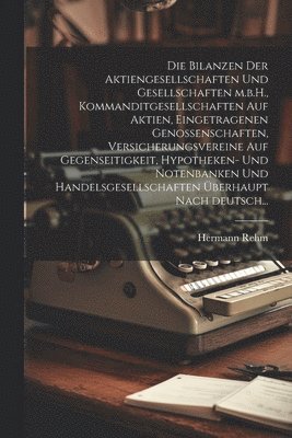 Bilanzen der Aktiengesellschaften und Gesellschaften m.b.H., Kommanditgesellschaften auf Aktien, eingetragenen Genossenschaften, Versicherungsvereine auf Gegenseitigkeit, Hypotheken- und Notenbanken und Handelsgesellschaften überhaupt nach deutsch...