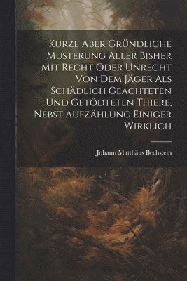 Kurze Aber Gründliche Musterung Aller Bisher Mit Recht Oder Unrecht Von Dem Jäger Als Schädlich Geachteten Und Getödteten Thiere, Nebst Aufzählung Einiger Wirklich