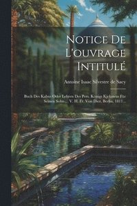 bokomslag Notice De L'ouvrage Intitul