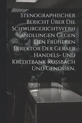 Anonymous - Stenographischer Bericht über die Schwurgerichtsverhandlungen gegen den früheren Direktor der Geraer Handels- und Kreditbank Rossbach und Genossen., Häftad