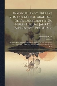 bokomslag Immanuel Kant ber die von der knigl. Akademie der Wissenschaften zu Berlin fr das Jahr 1791 ausgesetzte Preisfrage