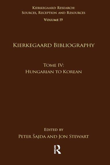 bokomslag Volume 19, Tome IV: Kierkegaard Bibliography